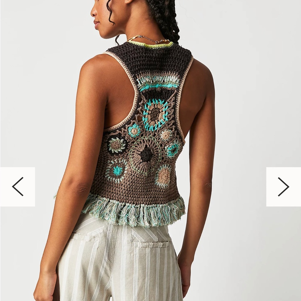 Free People Desert Rose Crochet Vest size S NWT